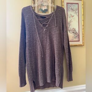American Eagle V Neck Sweater with Criss cross ties on top SIZE XL